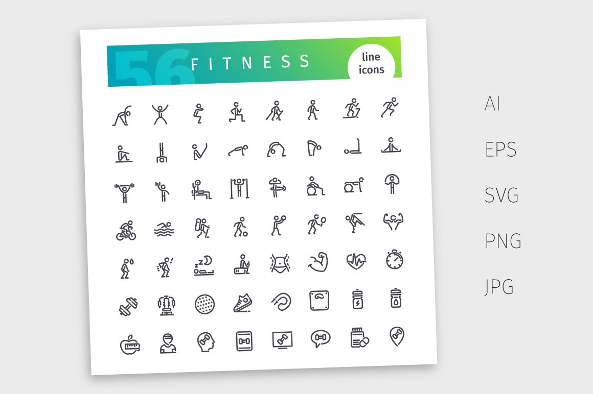 fitness line icons set4 52