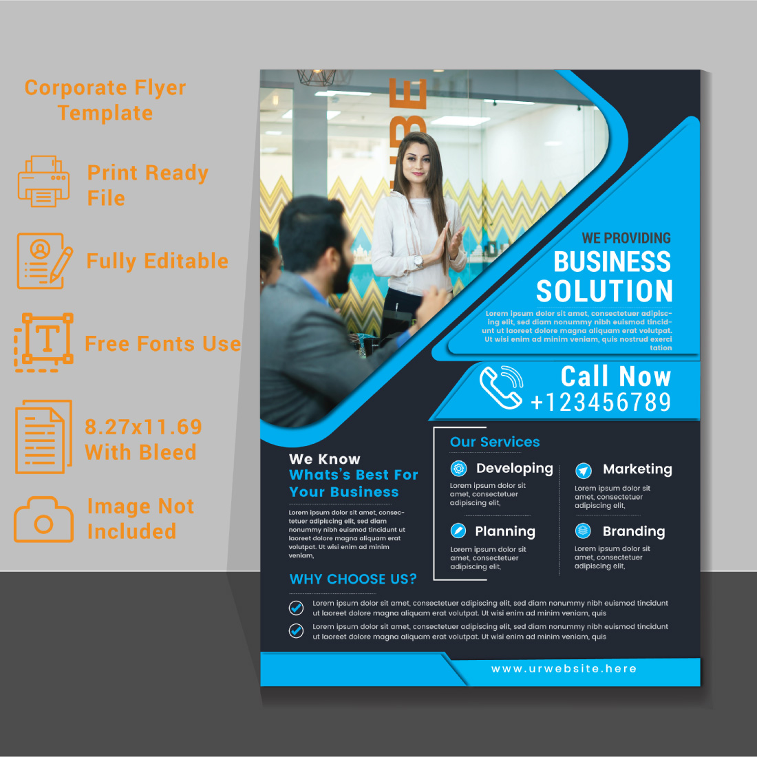 Corporate Flyer Template for your BusinessCorporate Flyer Design Template stock illustration cover image.