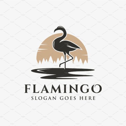 Lake landscape and flamingo logo cover image.