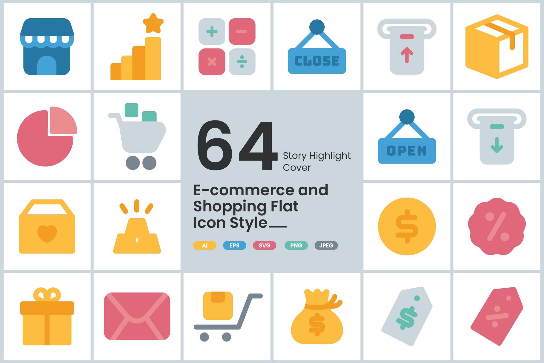 E-commerce and Shopping Flat Icon St cover image.