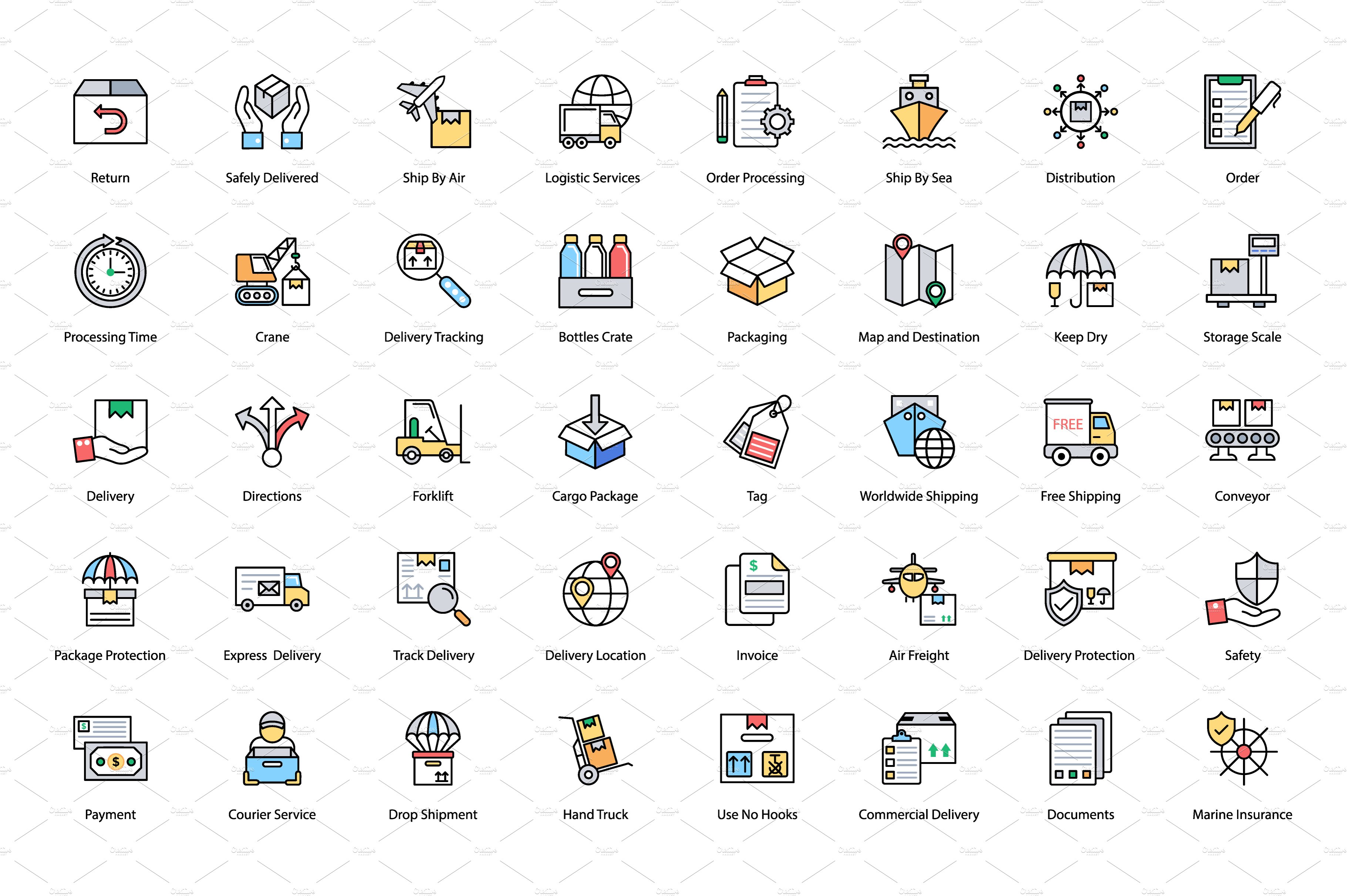144 Logistics Delivery Vector Icons preview image.