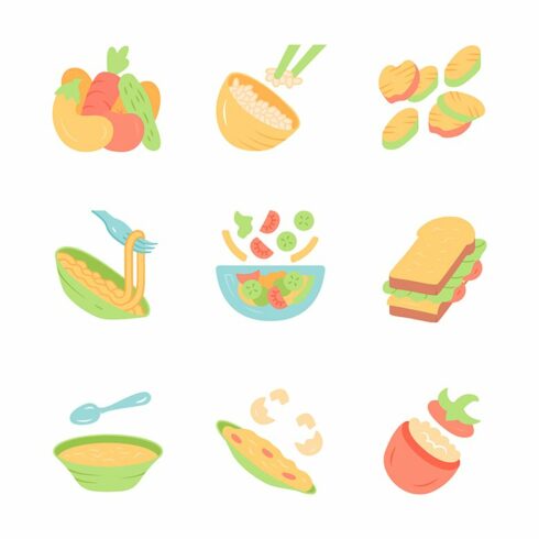 Restaurant menu dishes icons cover image.