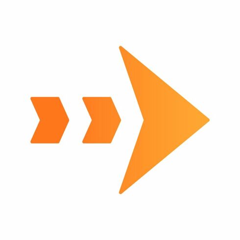 Dashed orange arrow flat design icon cover image.