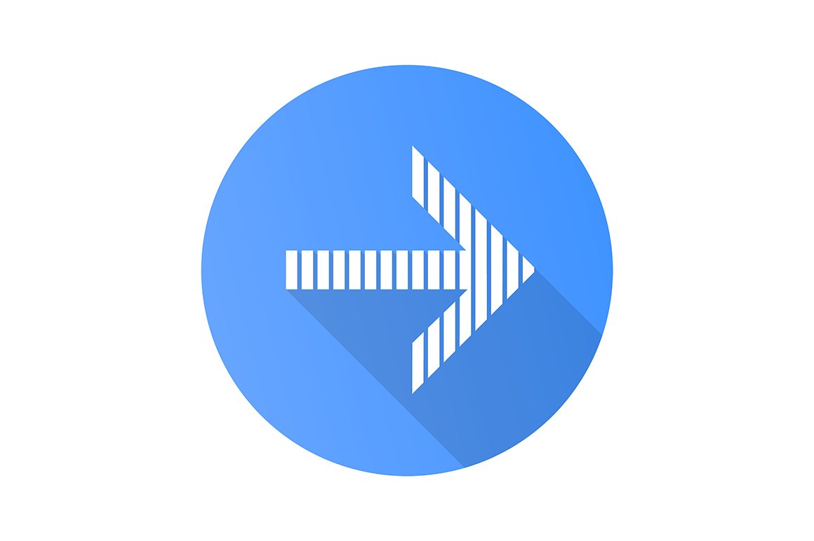 Striped arrow flat design glyph icon cover image.