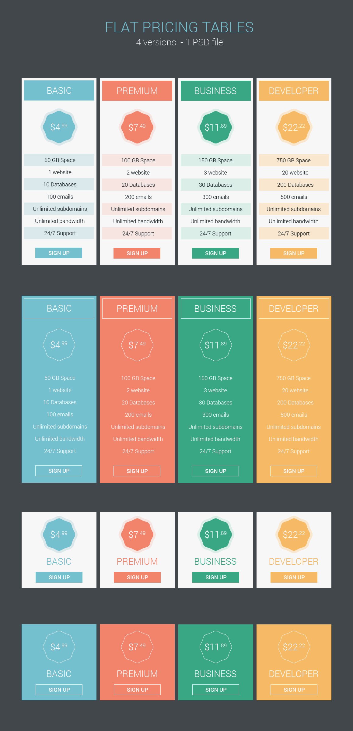 Flat Pricing Tables preview image.