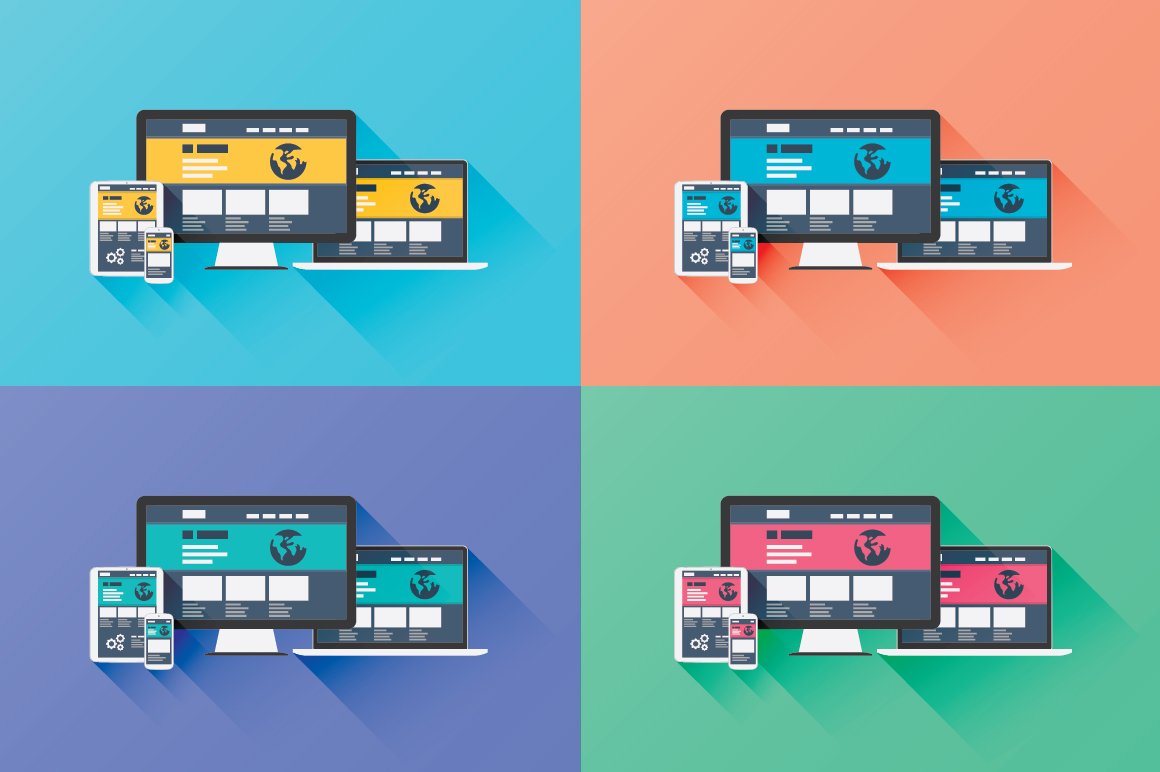 Flat web development vector icons cover image.