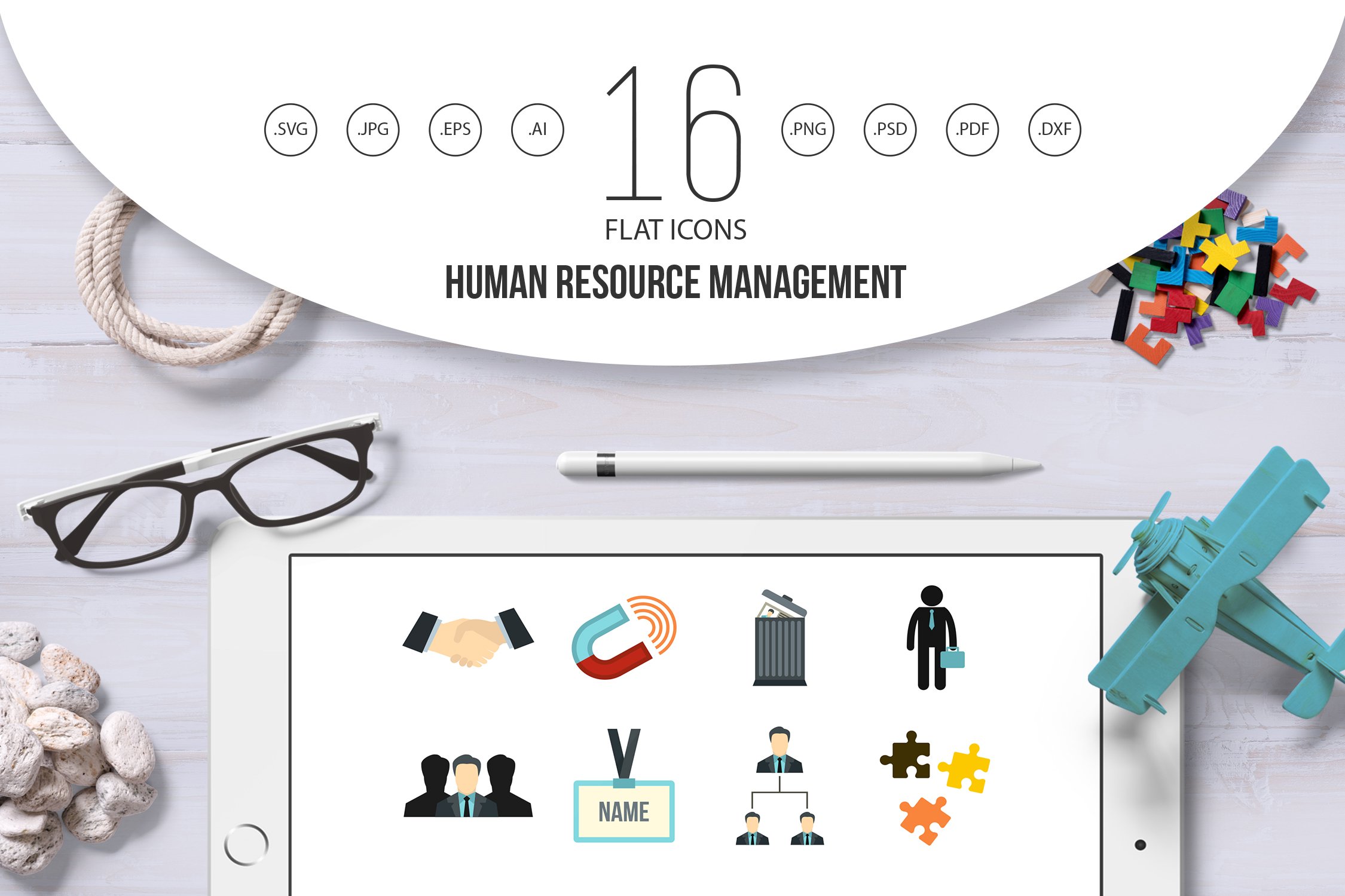 Human resource management icons set cover image.