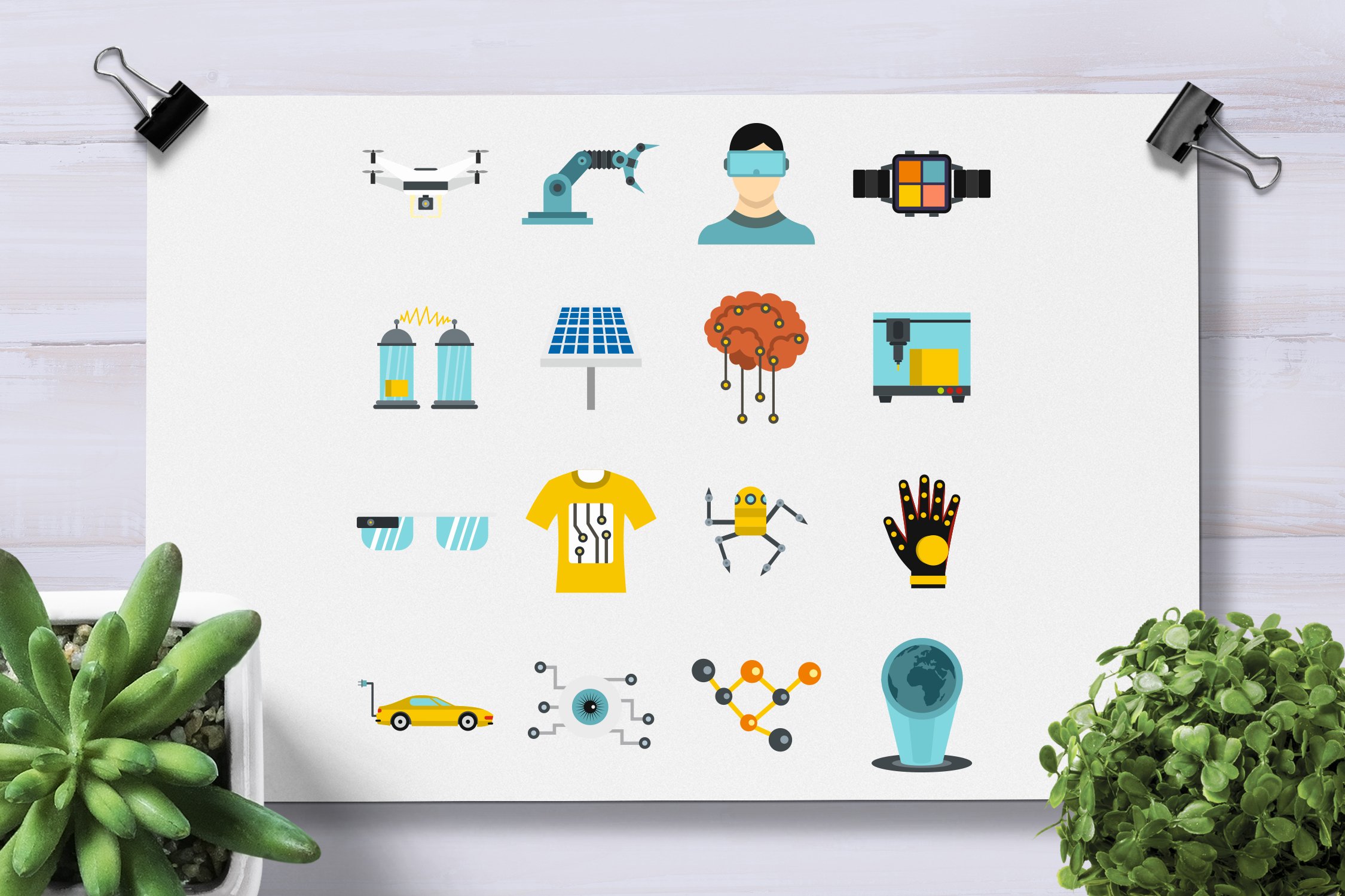 New technologies icons set, flat preview image.