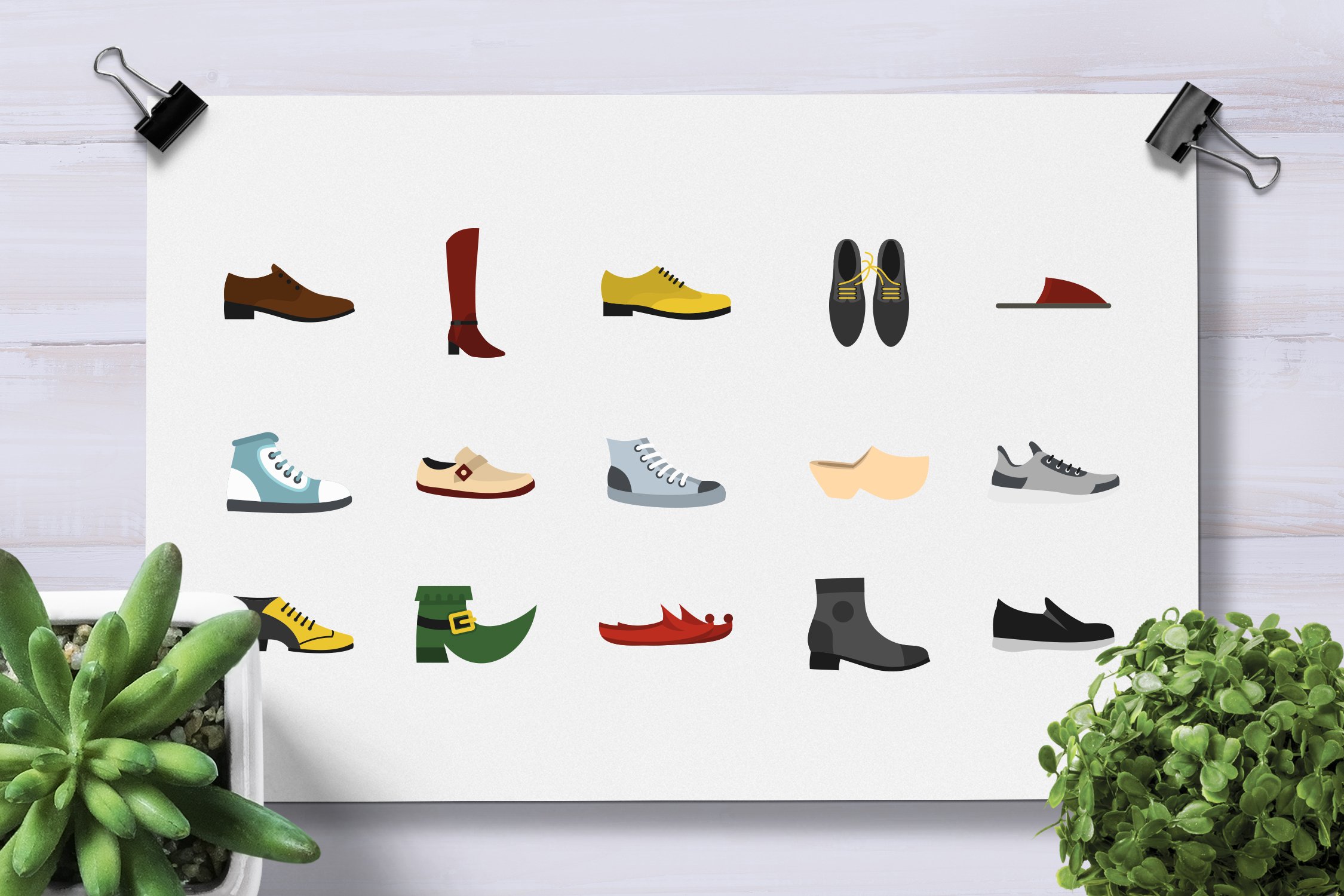 Shoes icon set, flat style preview image.