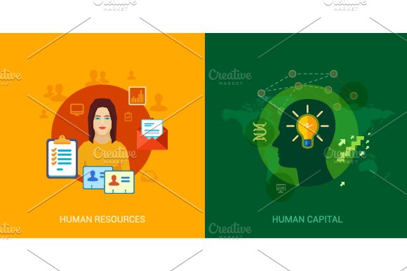 Flat icons set for human resources. preview image.