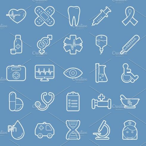 Medicine icons set cover image.