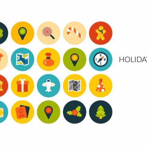 Flat icons set - Holiday cover image.