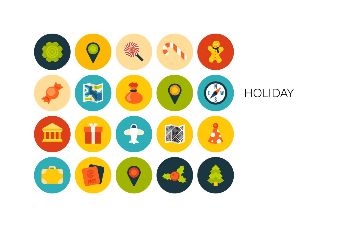 Flat icons set - Holiday cover image.