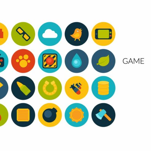 Flat icons set - Game cover image.