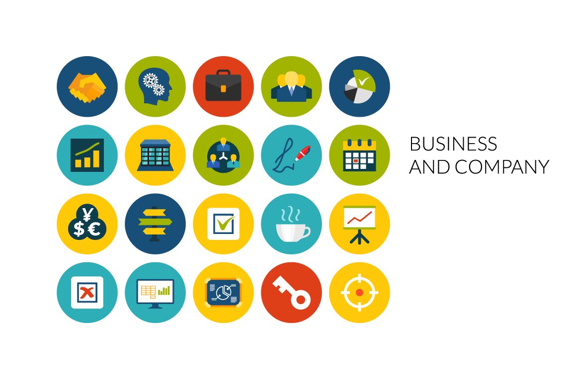 Flat icons set - Business & Company cover image.