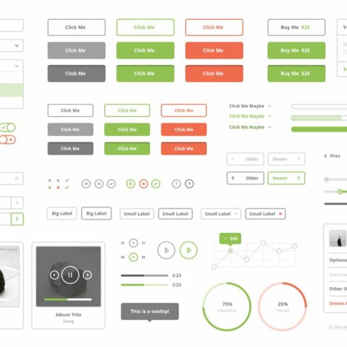 Flat Stroke UI Kit cover image.