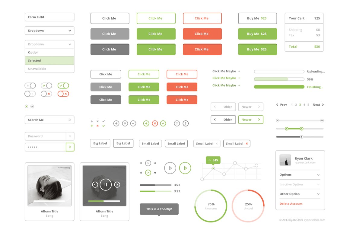 Flat Stroke UI Kit cover image.