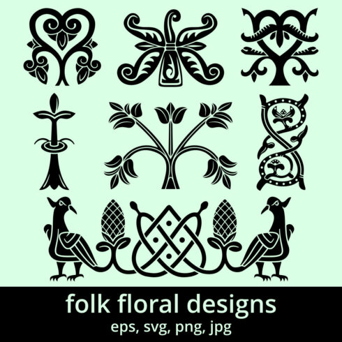 Folk Floral Silhouette Designs cover image.