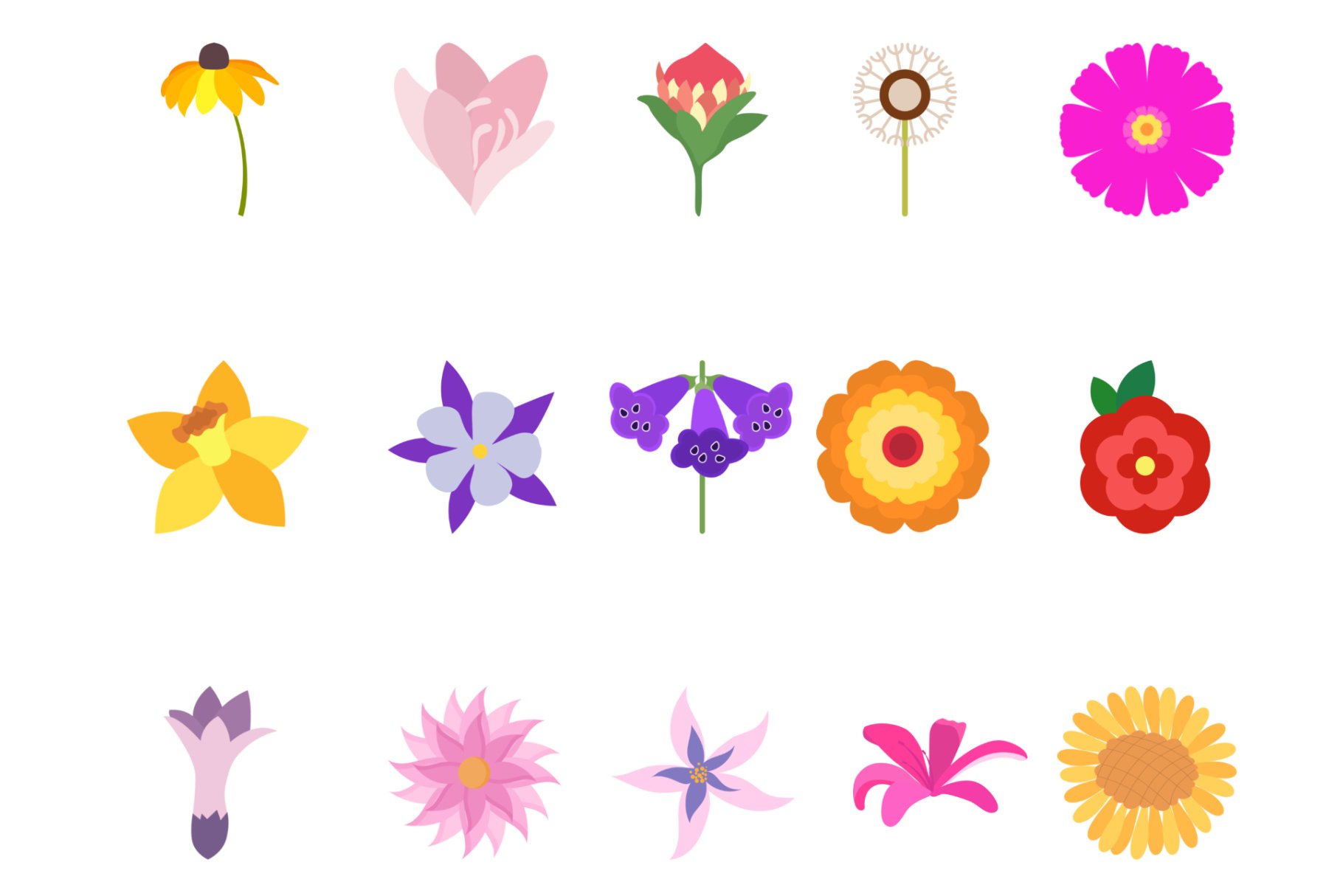 Icon Pack: Flower Flat (50 Icons) preview image.