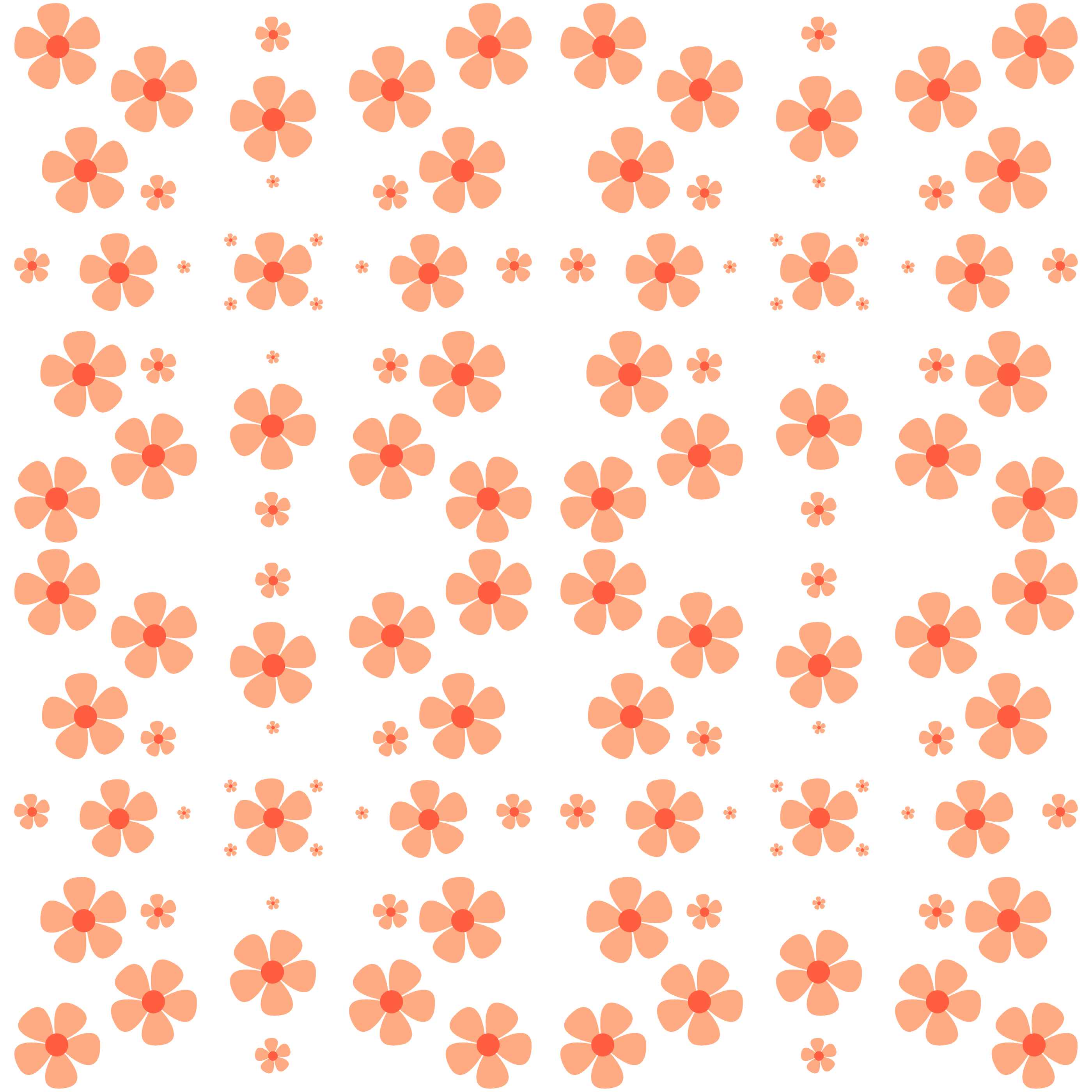 Pattern of orange flowers on a white background.