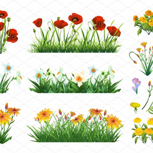 Flowers, grass, nature, ecology icon cover image.
