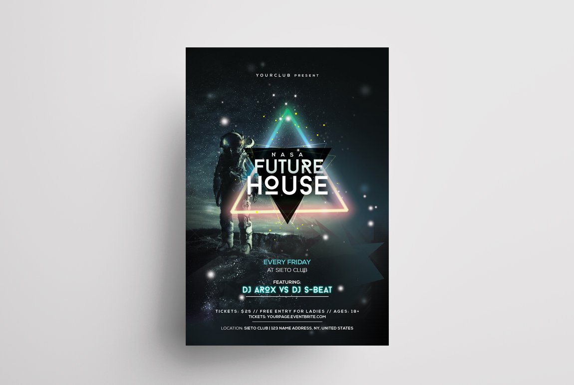 Future House – Futuristic PSD Flyer preview image.