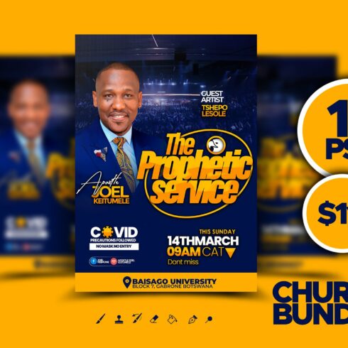 Psd church flyer bundle templates cover image.