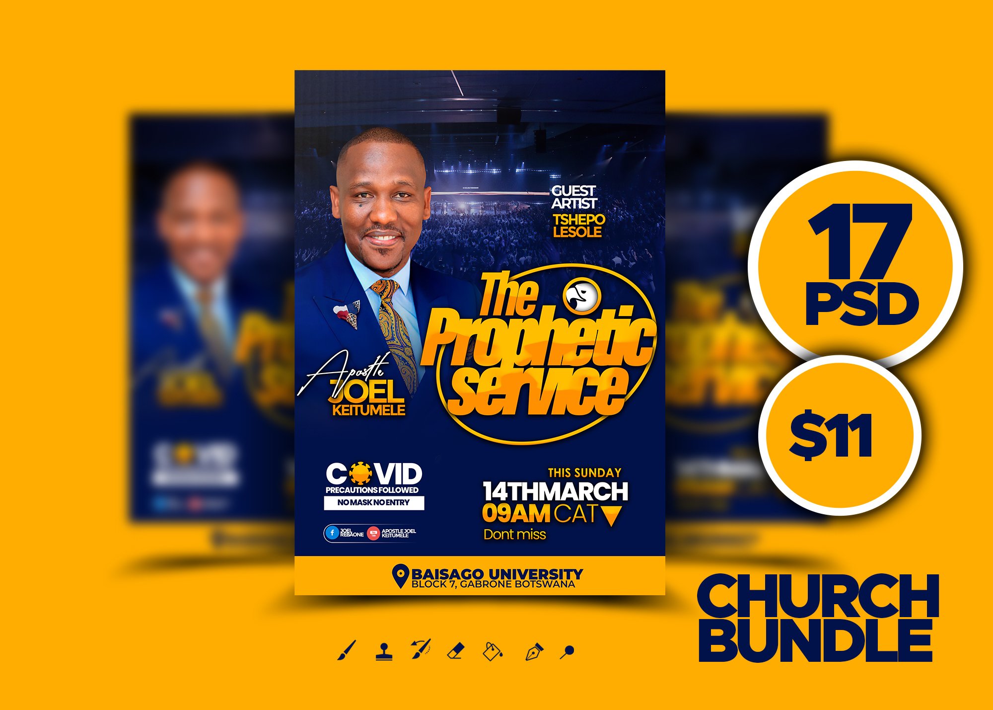 Psd church flyer bundle templates cover image.