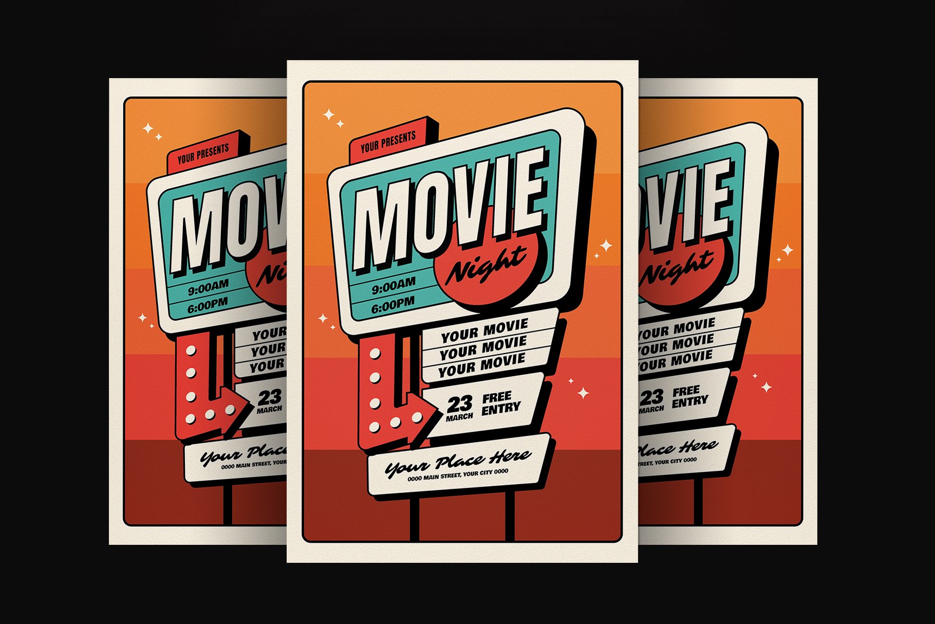 Movie Night Flyer cover image.