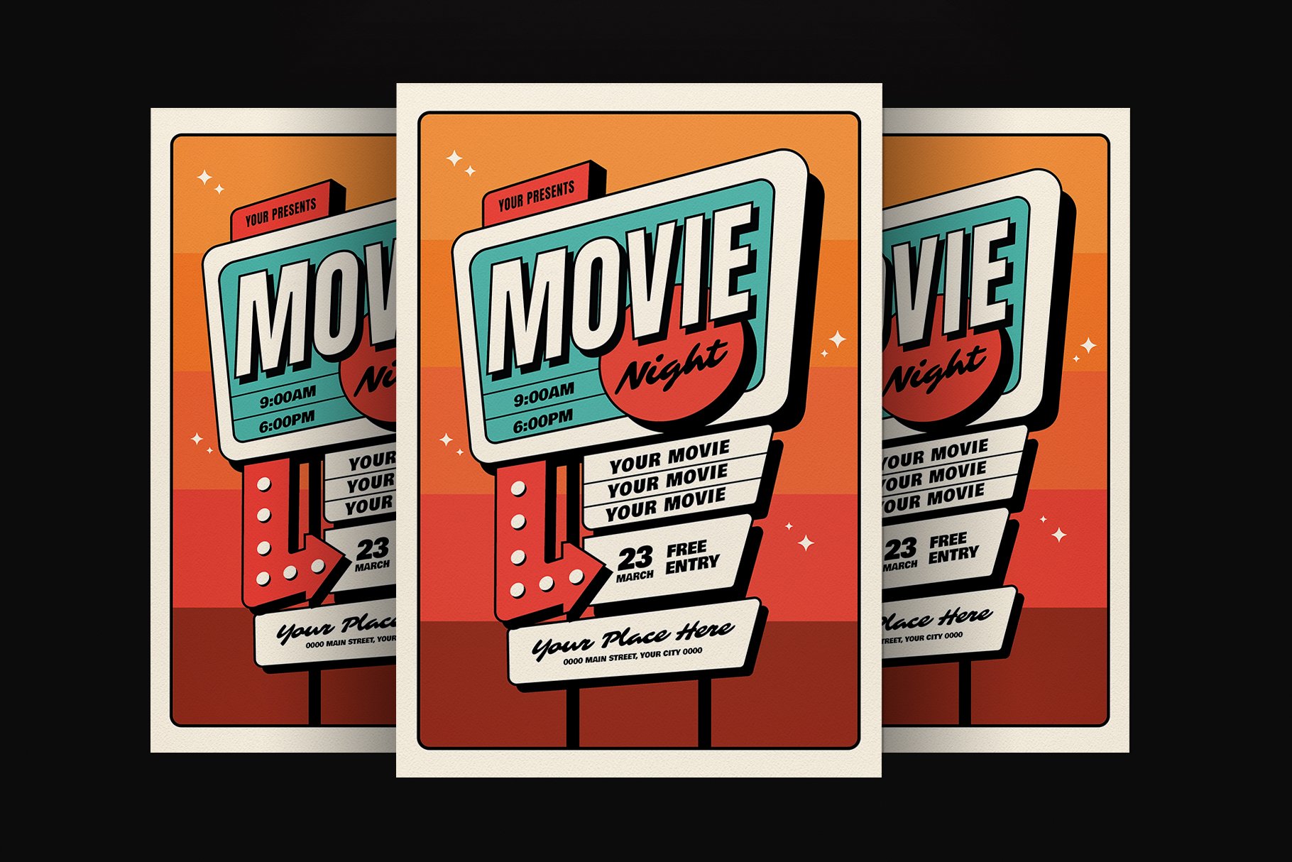 Vintage Retro Movie Flyer Template