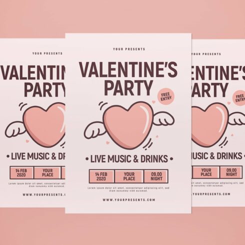 Valentine's Party Flyer cover image.