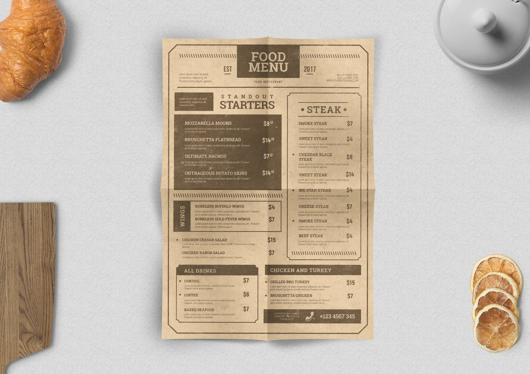 Vintage Menu preview image.