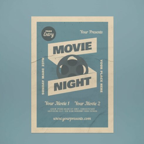 Movie Night Flyer cover image.