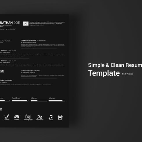 Simple & Clean Resume - Dark Version cover image.