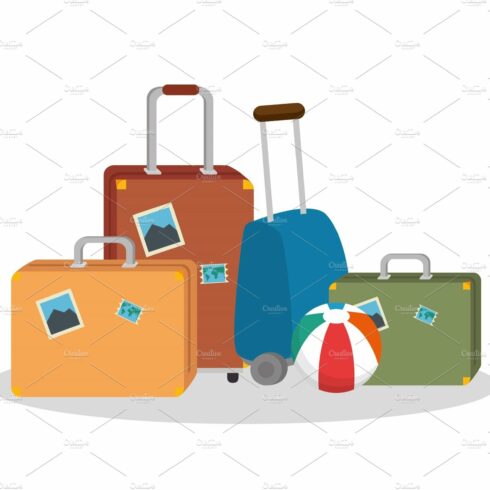 tourism equipment set icons cover image.