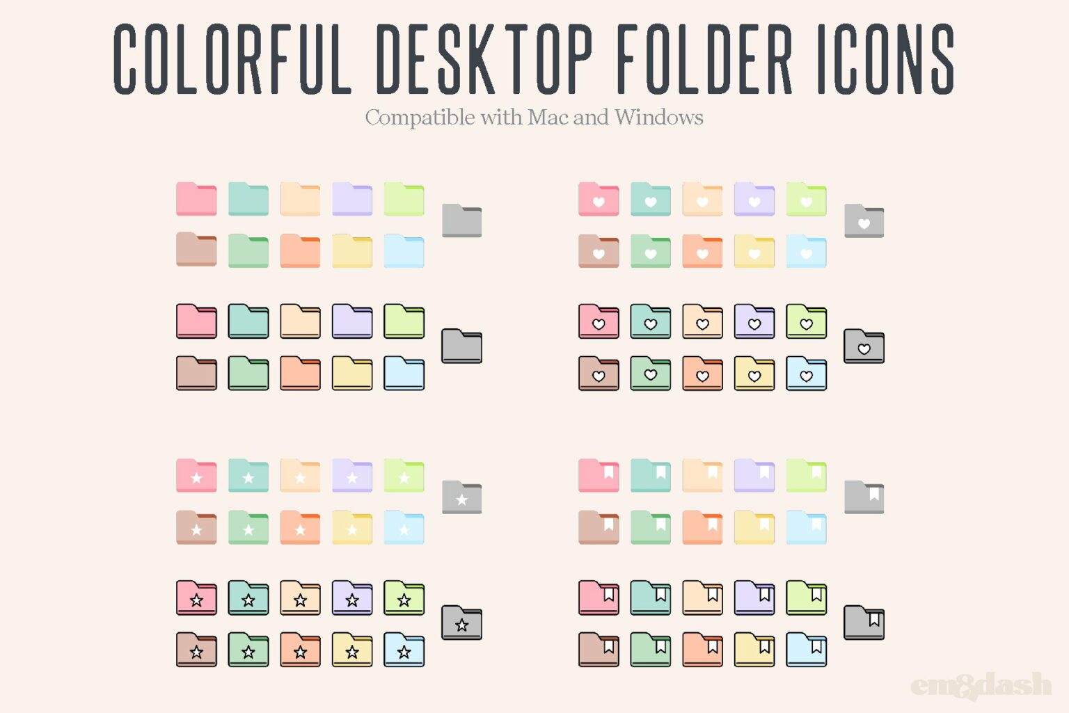 Colorful Desktop Folder Icons – MasterBundles