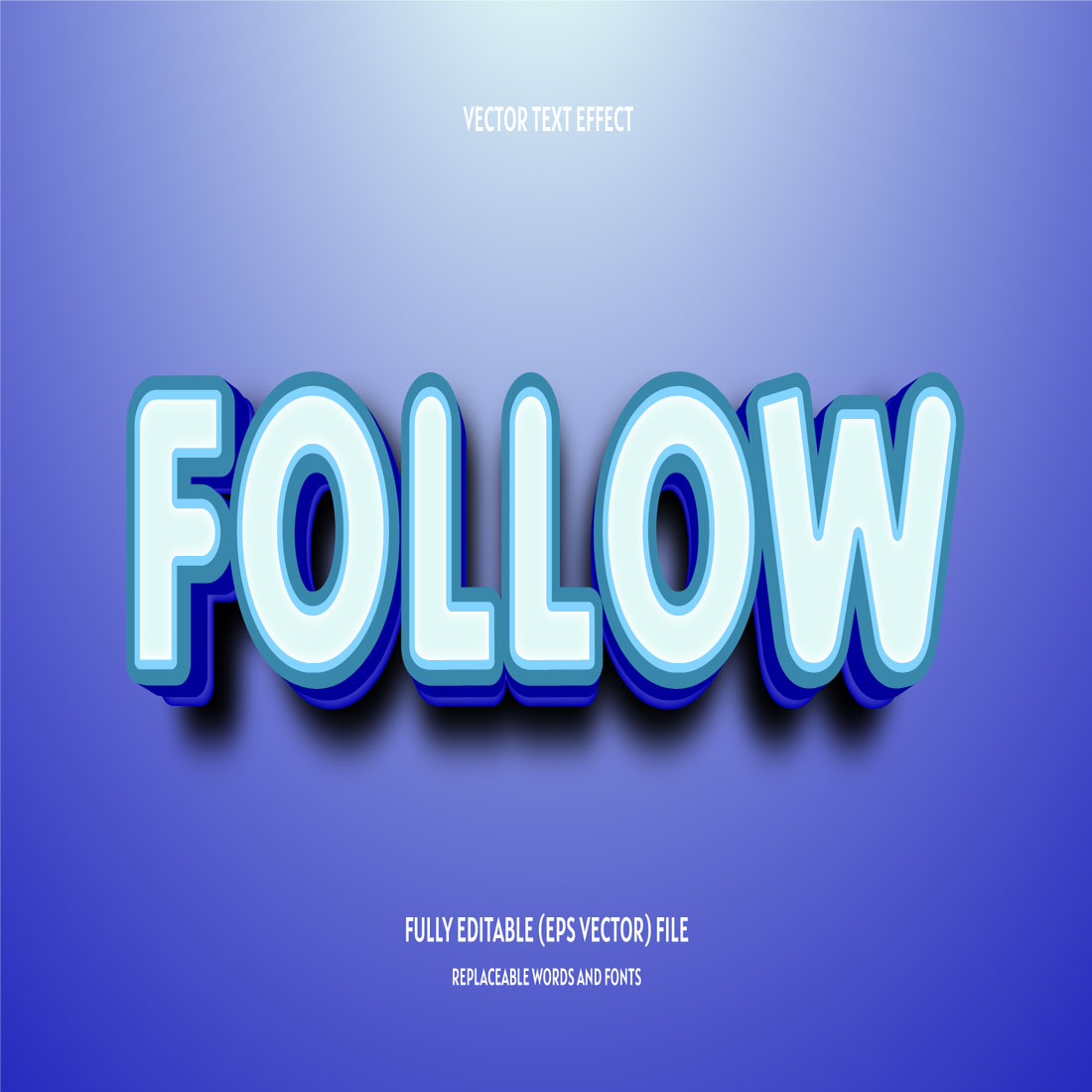 Follow text effect 3d editable style cover image.