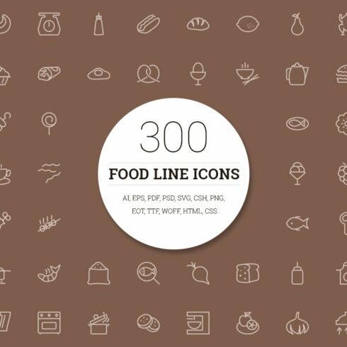 300 Food Line Icons cover image.