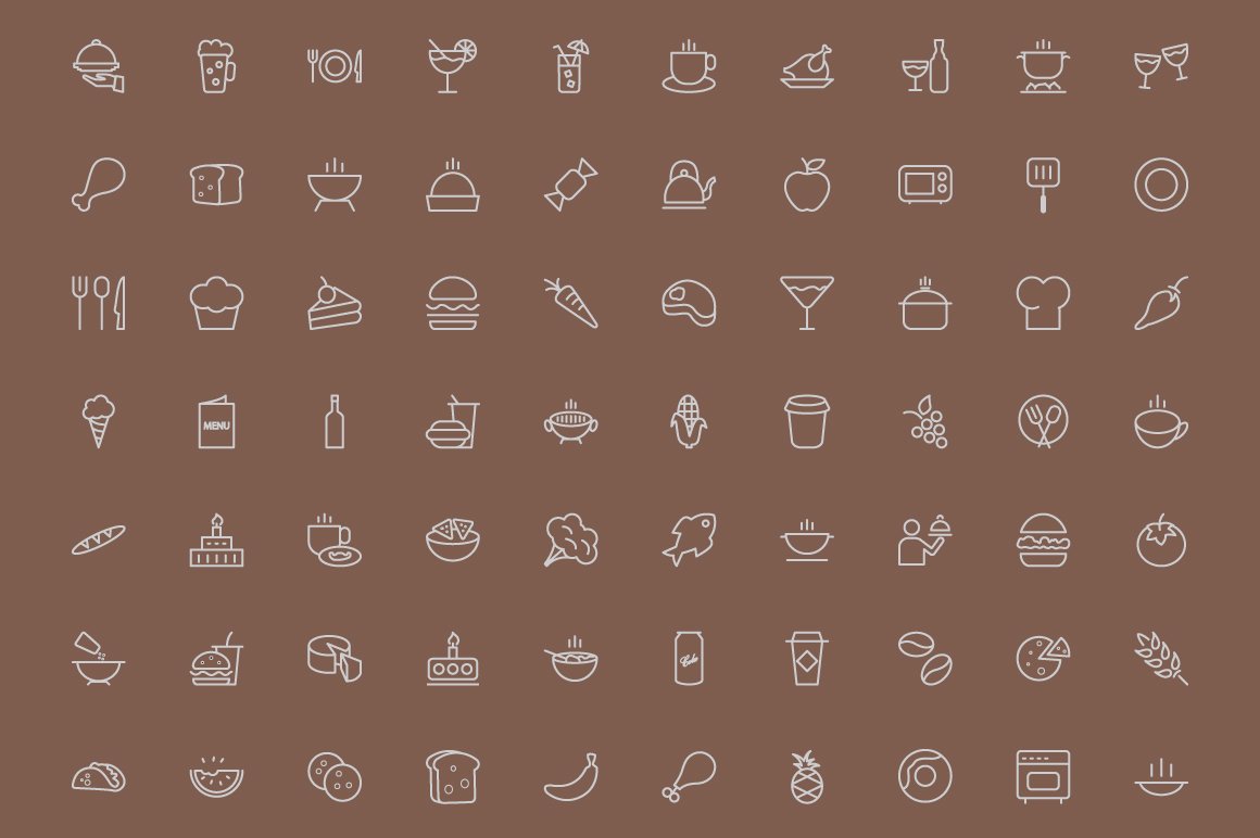 300 Food Line Icons preview image.