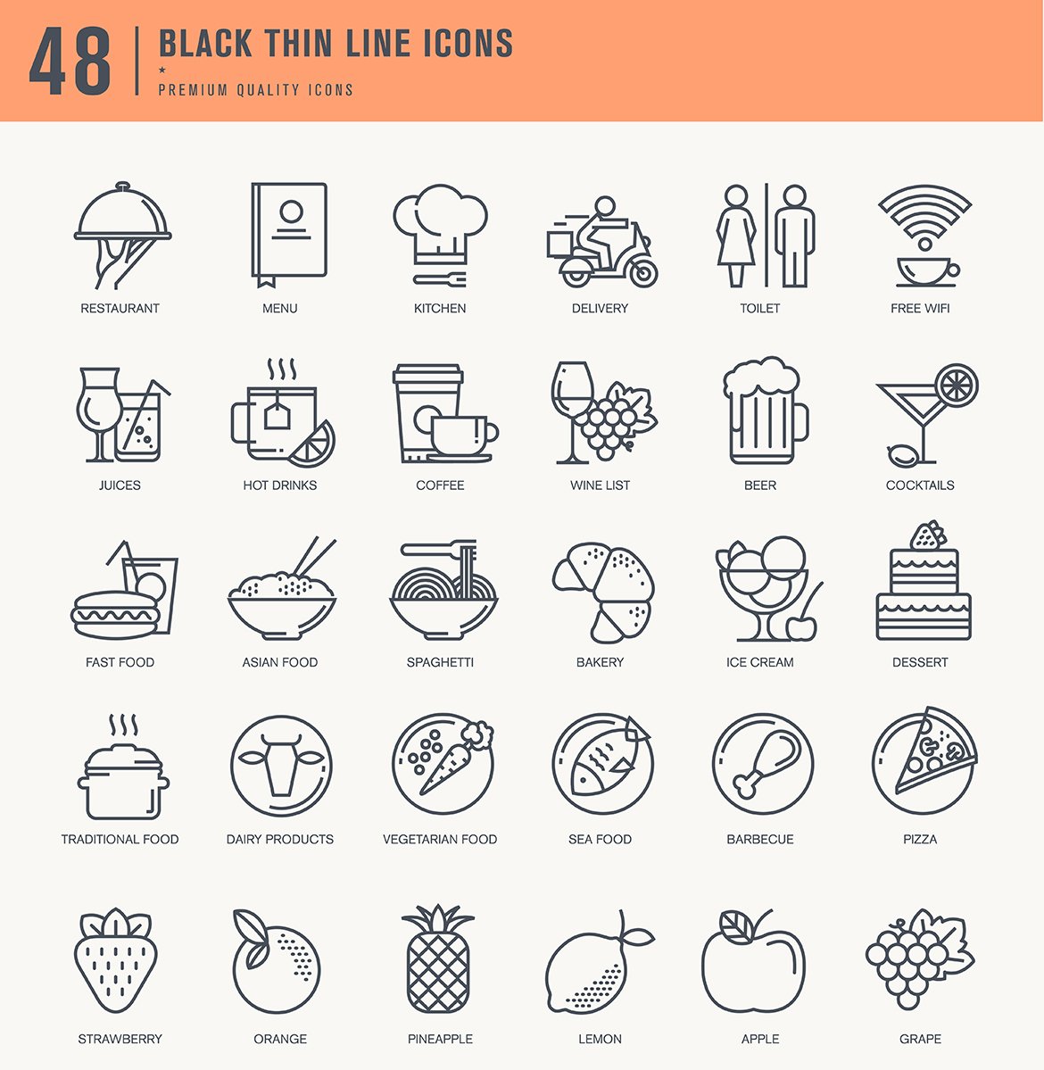 Restaurant, Food & Drink icons preview image.