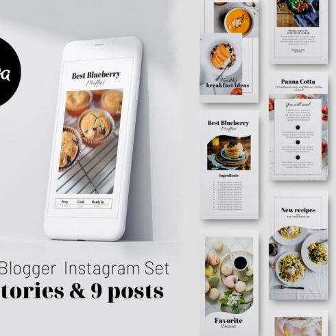 Food Blogger Instagram set CANVA cover image.