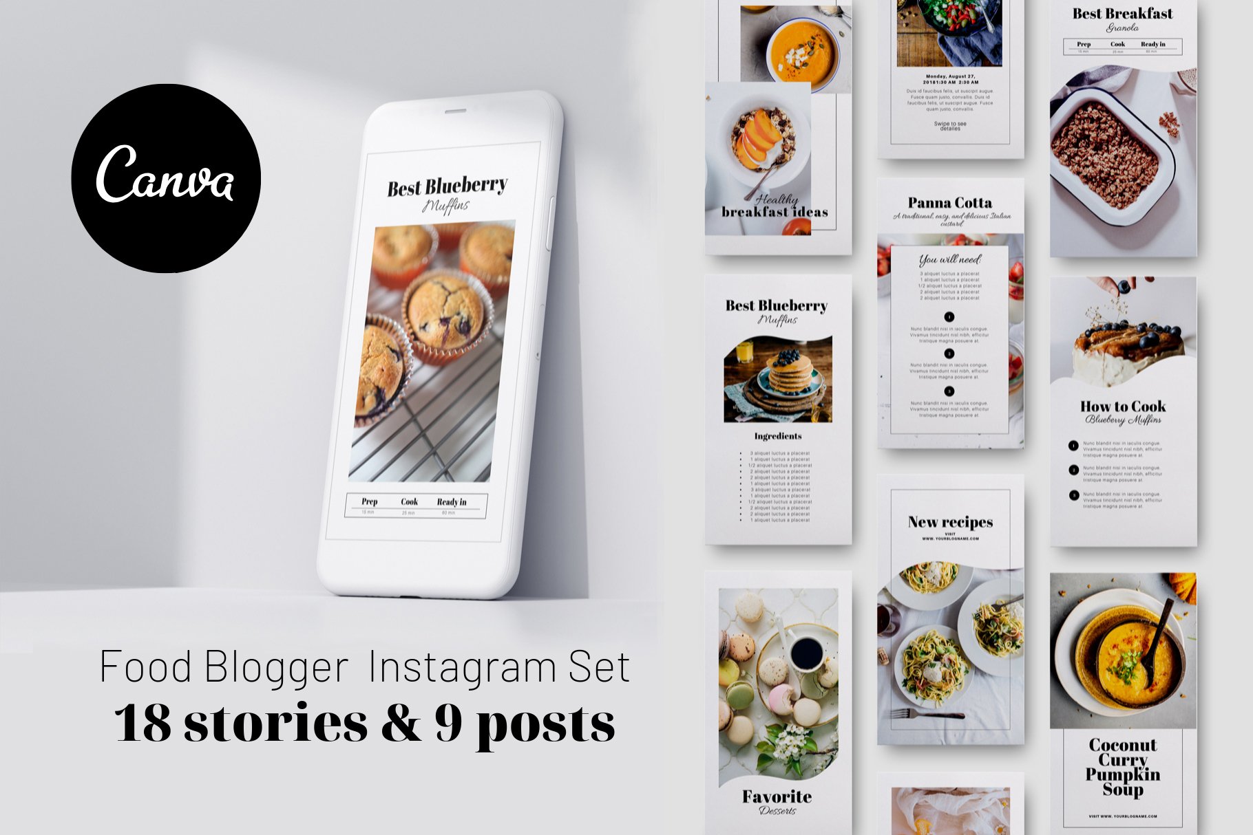 Food Blogger Instagram set CANVA cover image.