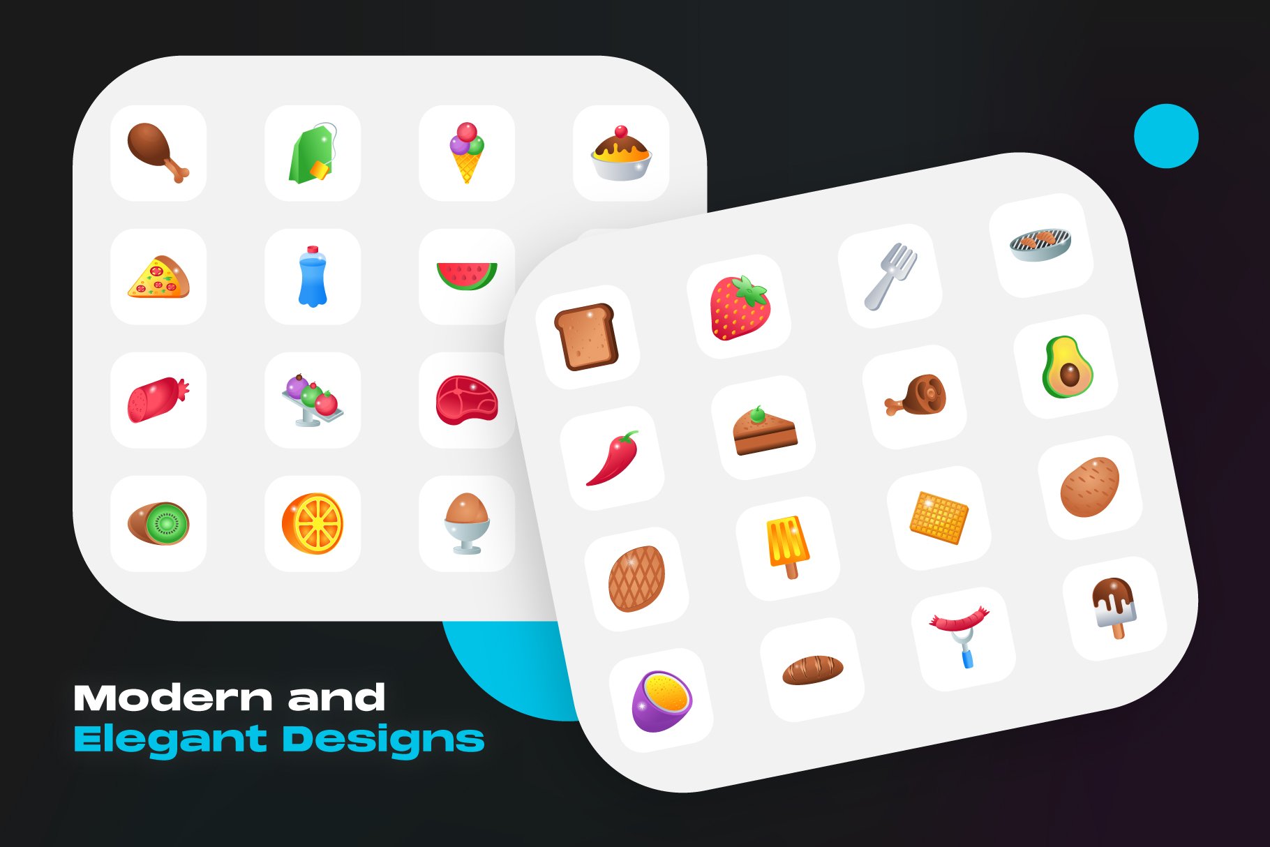 50 Flat Food and Drink Icons preview image.