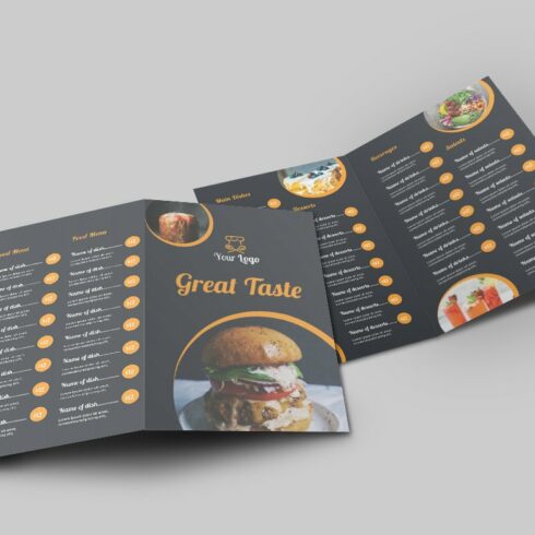 Food Menu Bi-Fold Brochure cover image.