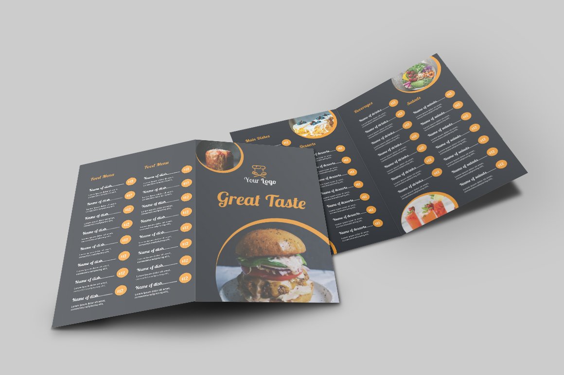 Food Menu Bi-Fold Brochure cover image.