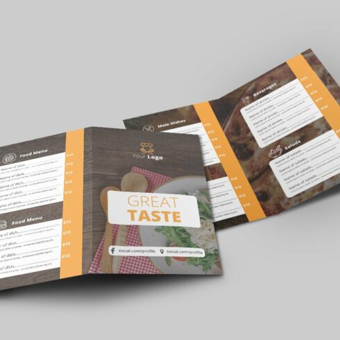 Food Menu Bi-Fold Brochure cover image.