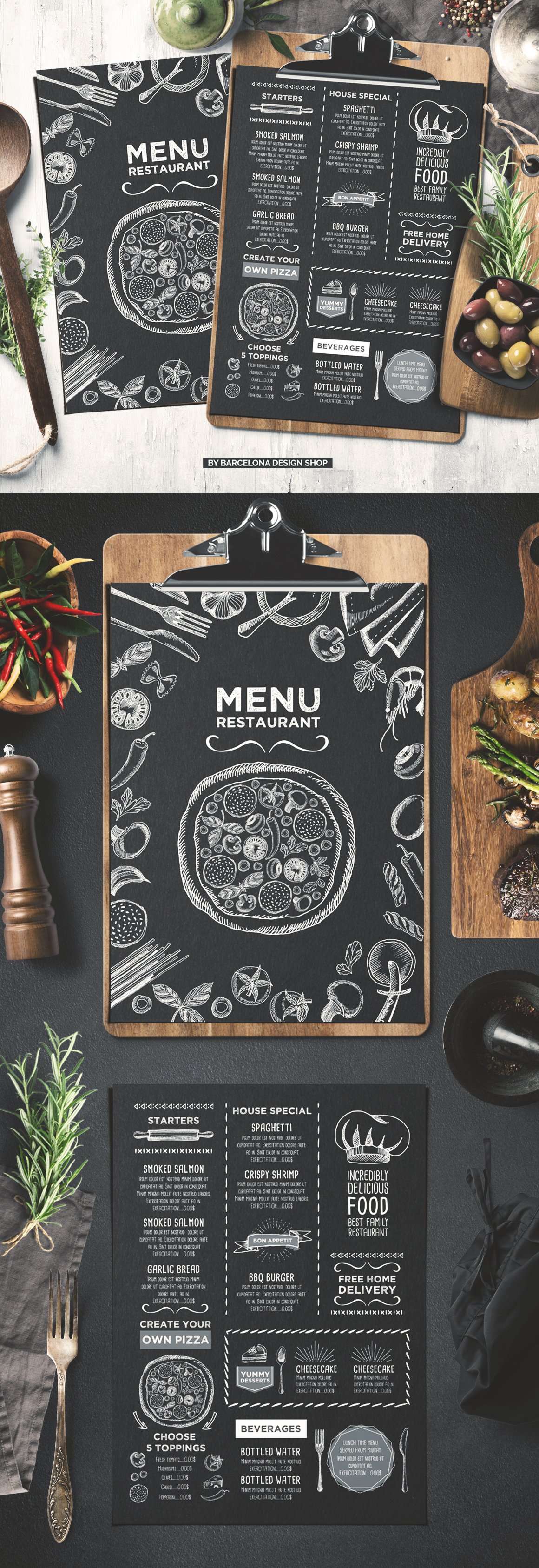 FREE! Trifold + Cafe Menu Template cover image.