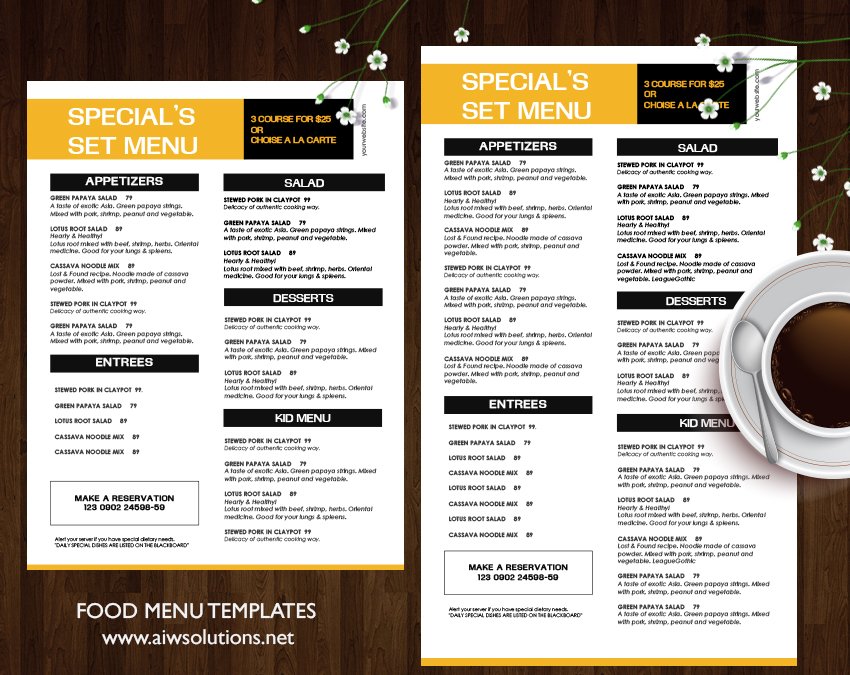 Restaurant menu cover image.