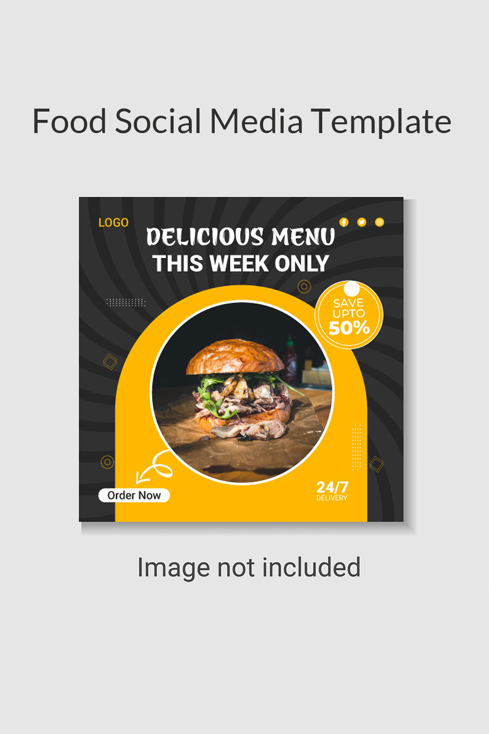 food social media promotion and Instagram banner post design template pinterest preview image.