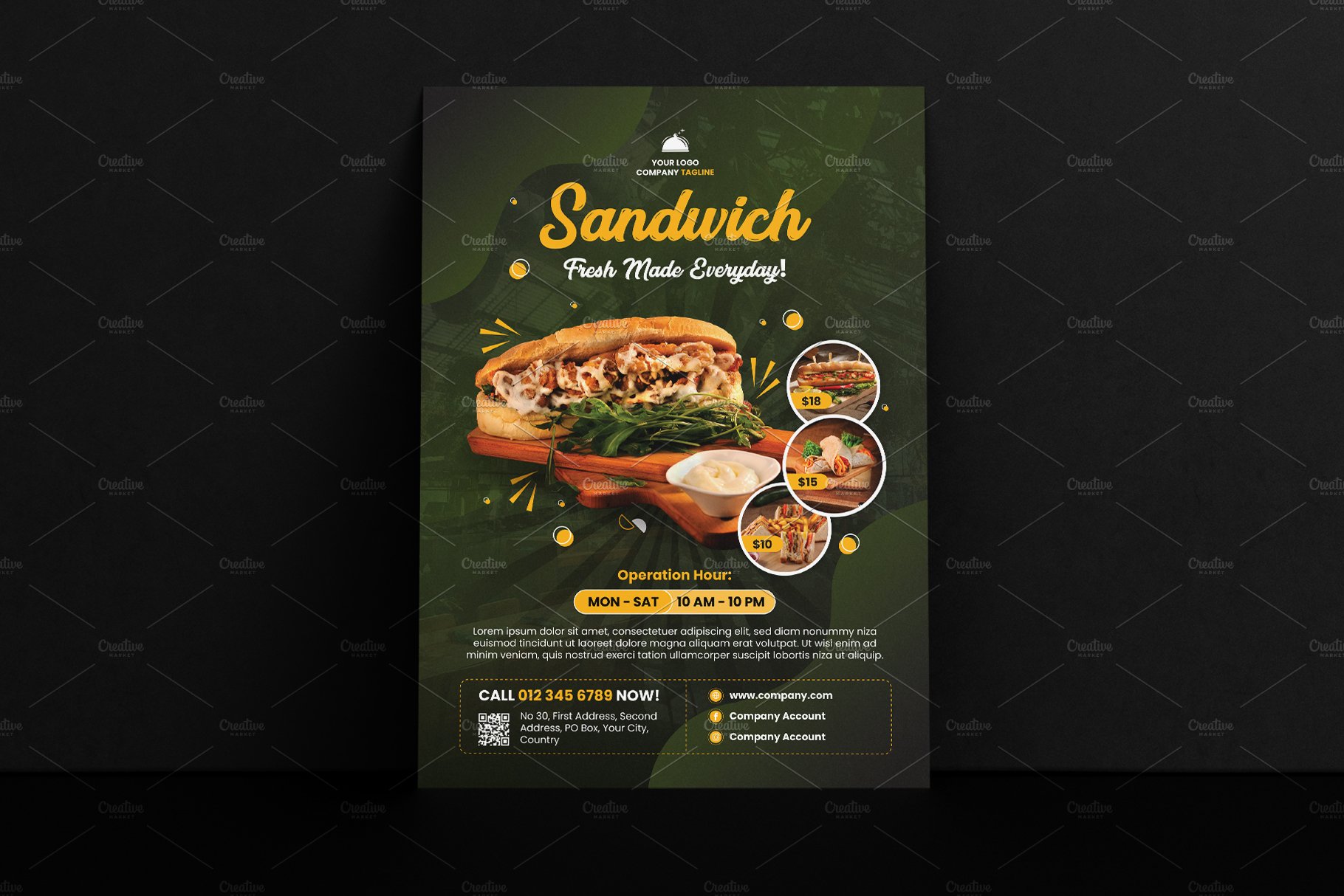 Food Restaurant Flyers Template cover image.
